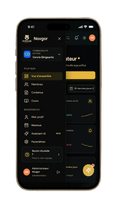 Interface de l’application Novgor